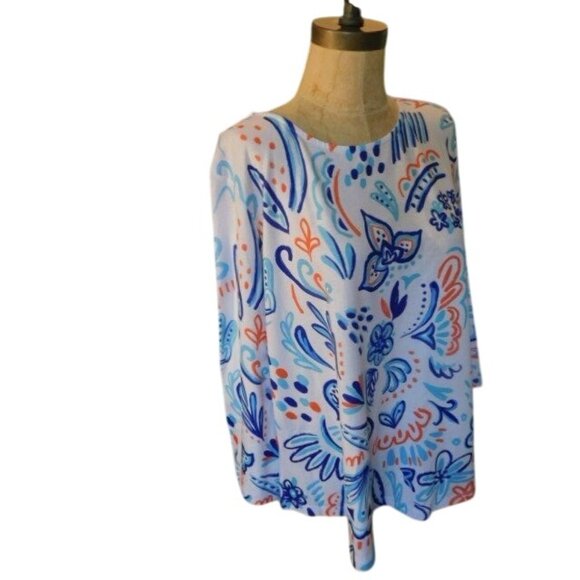 Jess & Jane Size S Small Artsy Viva Print Knit 3/4 Sleeve Top NWT - Picture 2 of 3